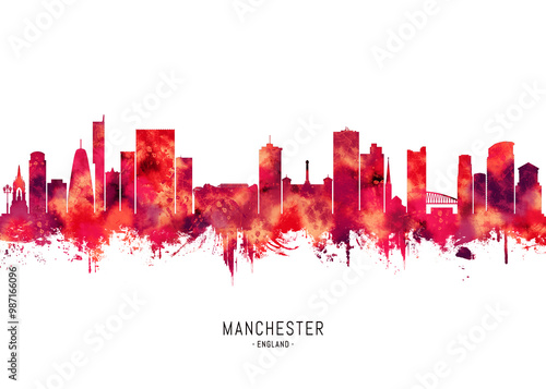 Obraz na płótnie Manchester Skyline Red w salonie