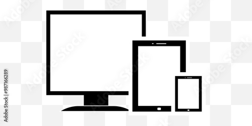 desktop, tablet, and smartphone that represent modern technology and cross-device connectivity. digital transformation, or multi-platform compatibility. Vector illustration concept. 