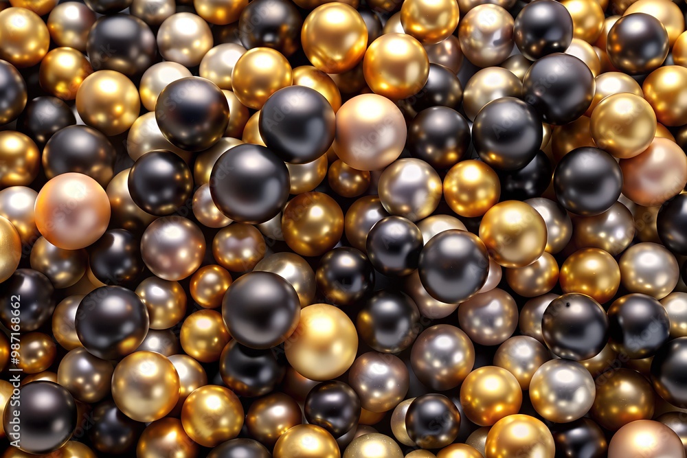 Seamless Black and Gold Pearls Texture in Realistic Style for Luxurious Designs Seamless Black and Gold Pearls Texture in Realistic Style for Luxurious Designs