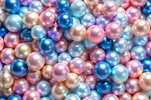 Seamless Pink and Blue Pearls Texture in Realistic Style for Dreamy Designs