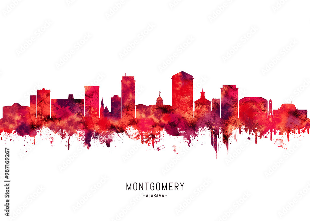Montgomery Alabama Skyline Red Montgomery Alabama Skyline Red