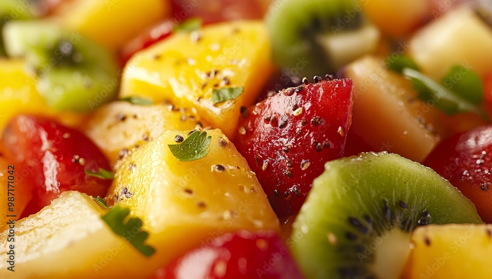 Close-up of fresh fruit salad with black pepper. Close-up of fresh fruit salad with black pepper.