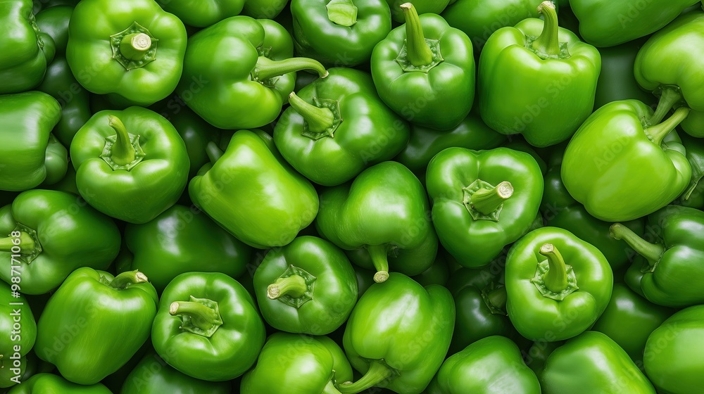Fresh green bell peppers background. Fresh green bell peppers background.