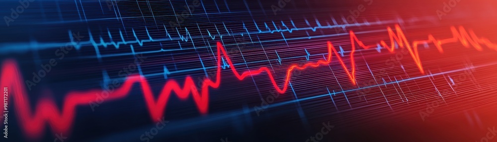 Vibrant digital heartbeat line representing health and vitality in a modern medical context. Vibrant digital heartbeat line representing health and vitality in a modern medical context.