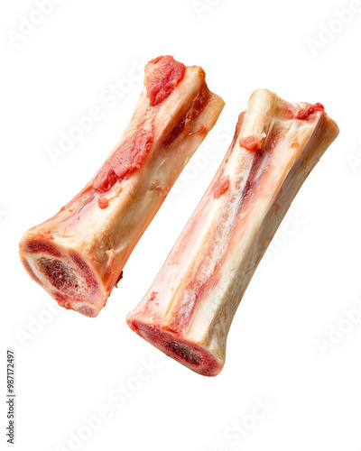 Raw beef marrow bones on transparent background photo