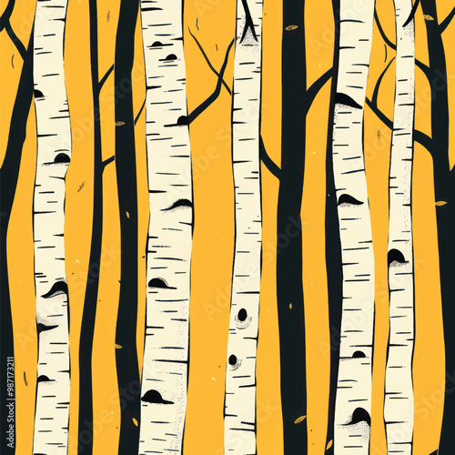 Abstract birch tree forest illustration