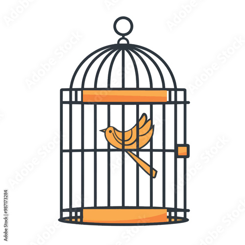 Birdcage with bird illustration