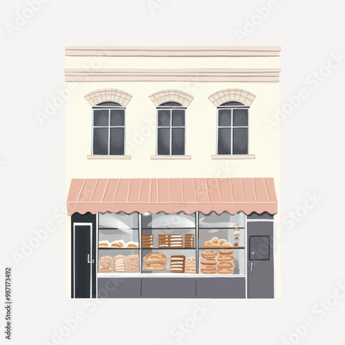 Charming bakery storefront illustration