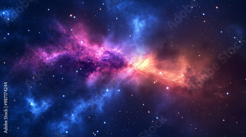 view from space to a galaxy and stars , space galaxy background , a galaxy nebula