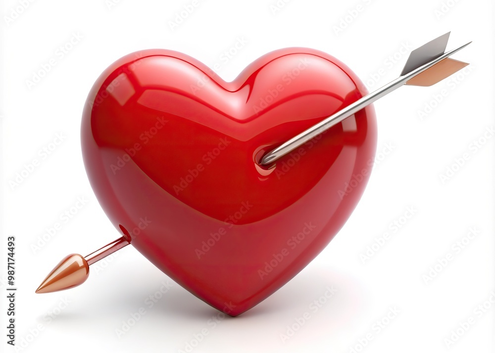 red heart with an arrow in a white background red heart with an arrow in a white background