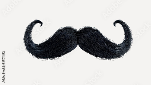 Black curly handlebar mustache