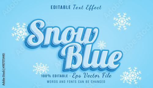 snow blue 3d text effect design