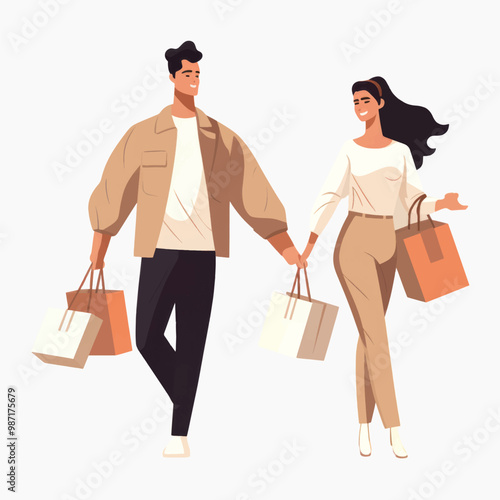 Couple shopping holding bags