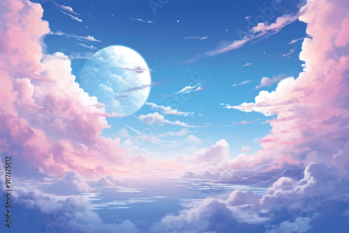 Dreamy sky with moon