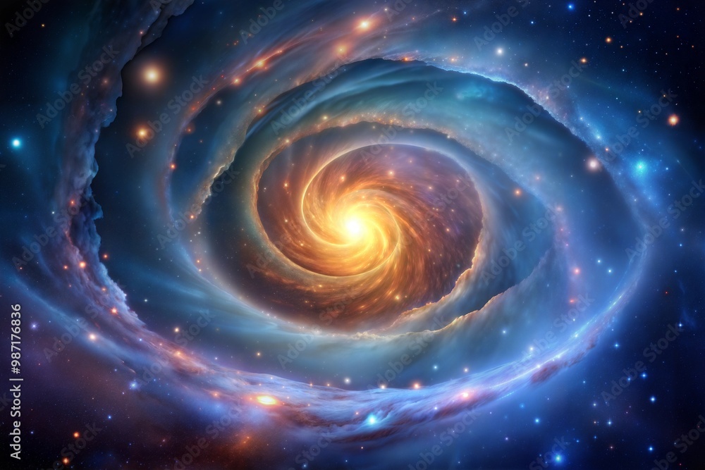 Cosmic spiral galaxy with swirling gas and dust Cosmic spiral galaxy with swirling gas and dust