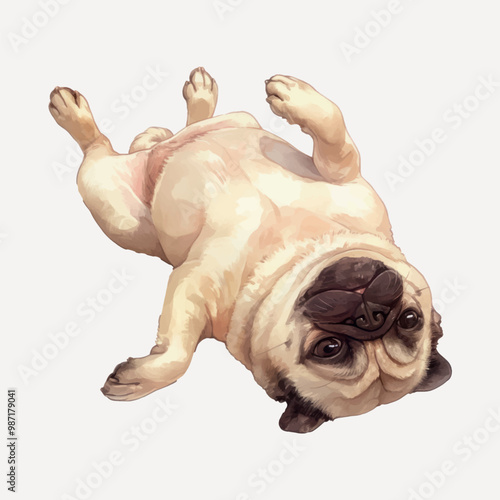 Cute pug lying down