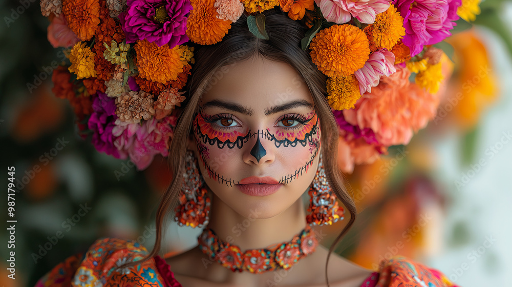 Girl with makeup for Day of All Dead, día de los muertos Girl with makeup for Day of All Dead, día de los muertos