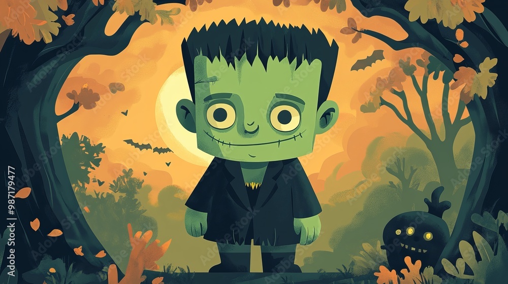 This is a cute cartoon picture of Frankenstein for Halloween. It would be perfect for a kids' card or to print out. This is a cute cartoon picture of Frankenstein for Halloween. It would be perfect for a kids' card or to print out.