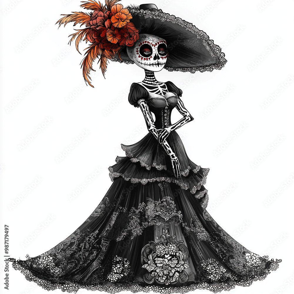 Obraz premium Mexican style skeleton, Day of the Dead in Mexico, Día de los muertos, Day of the Dead
