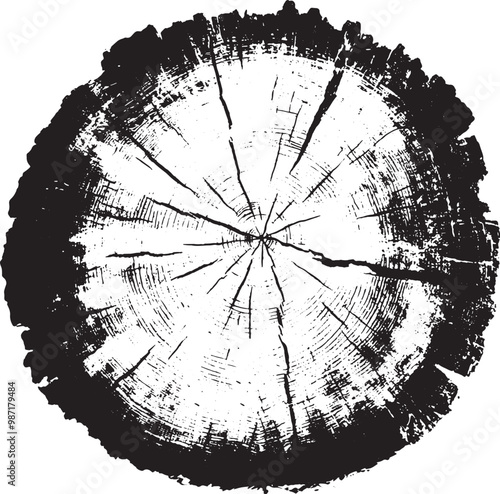 Cross Section Tree Wood Silhouette Vector