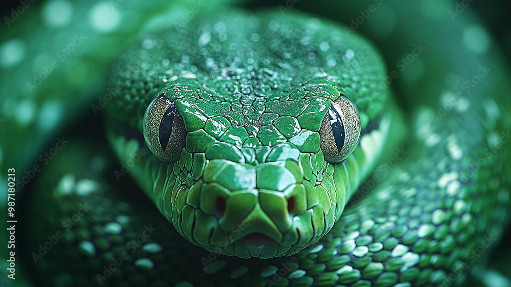 A green snake. Different angles. The cover for the astrological video channel. Minimalism. A green snake. Different angles. The cover for the astrological video channel. Minimalism.