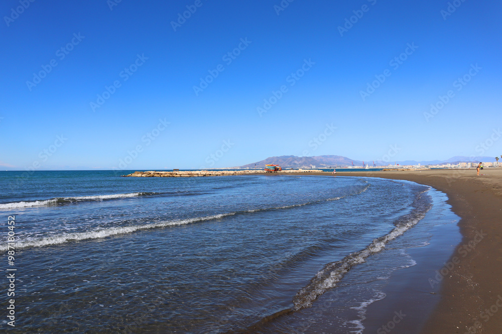 Seascape in sunny day in Malaga, Spain Seascape in sunny day in Malaga, Spain