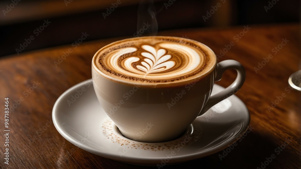 intricate latte art mushroom design on a creamy cappuccino, ad concept or background intricate latte art mushroom design on a creamy cappuccino, ad concept or background