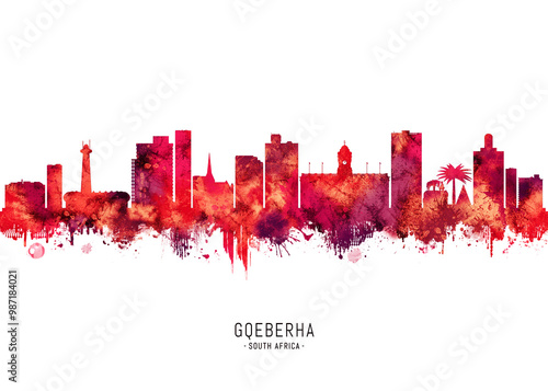 Port Elizabeth South Africa Skyline Red