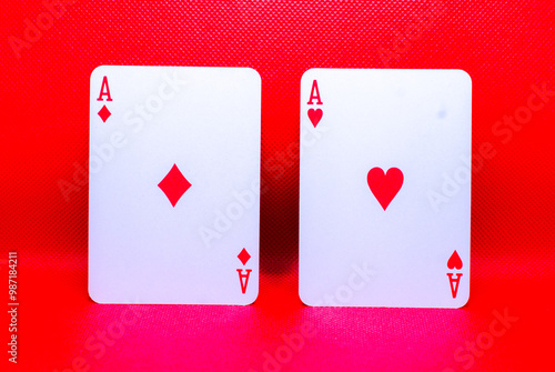 ace of hearts and diamonds. photo