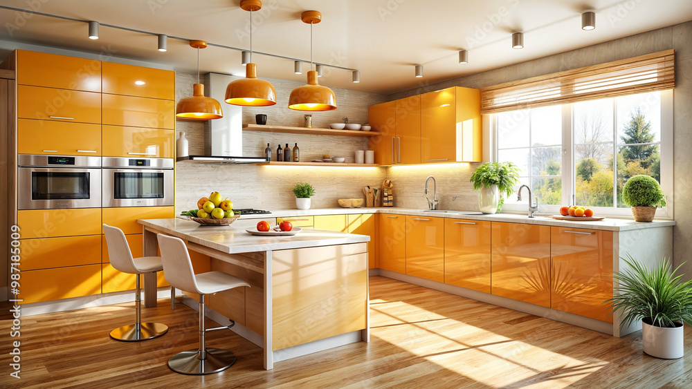 Interior light yellow kitchen modern interior Interior light yellow kitchen modern interior