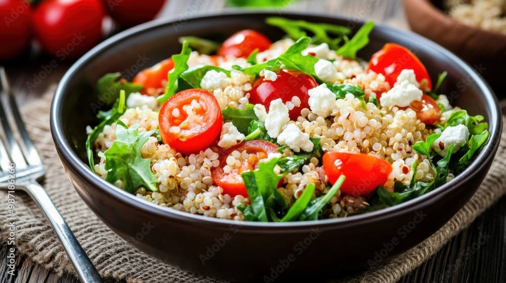 Fresh Quinoa Salad with Cherry Tomatoes and Greens Fresh Quinoa Salad with Cherry Tomatoes and Greens