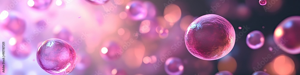 Fototapeta premium 3D animated skin cell with UV protection. UV Reflector Serum penetrates skin 