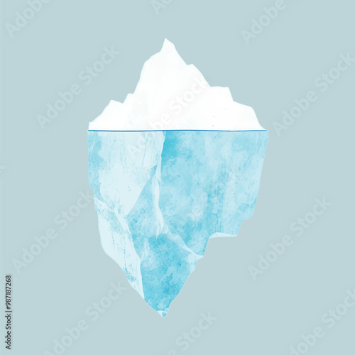 Abstract iceberg illustration, blue background