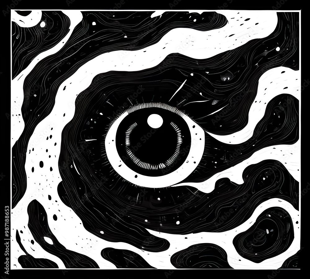 Obraz premium Drawn girl eye.bright creative illustration.generative ai