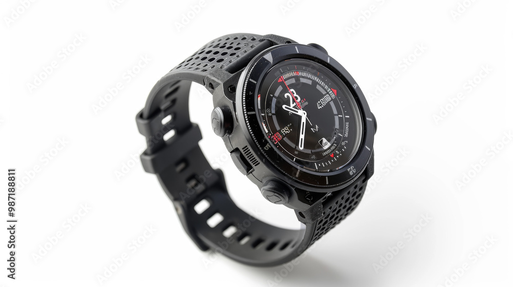 Sports watch for tracking time, distance, and performance metrics isolated on white background Sports watch for tracking time, distance, and performance metrics isolated on white background