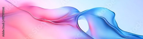 Abstract blue and purple liquid wavy shapes futuristic banner. Glowing retro waves vector background illustration photo