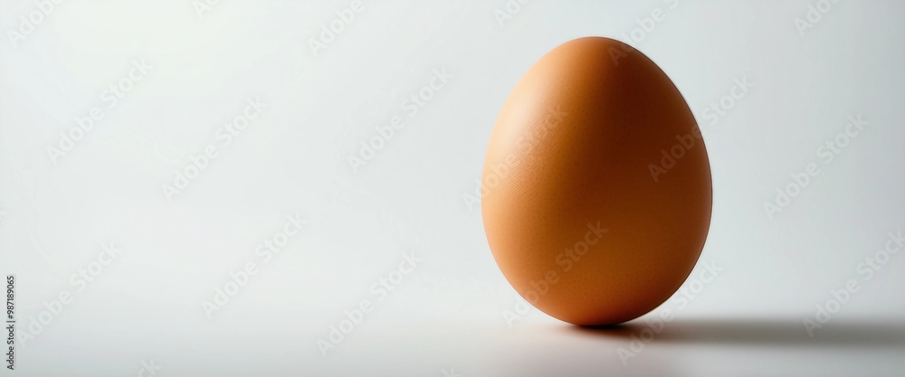 Clean white studio background with copy space image showcasing a single egg Clean white studio background with copy space image showcasing a single egg