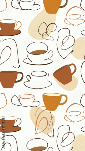 Abstract coffee cup pattern