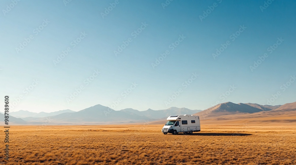 RV camping in a vast landscape RV camping in a vast landscape