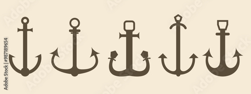 Anchor logoю Isolated anchor on vintage  background