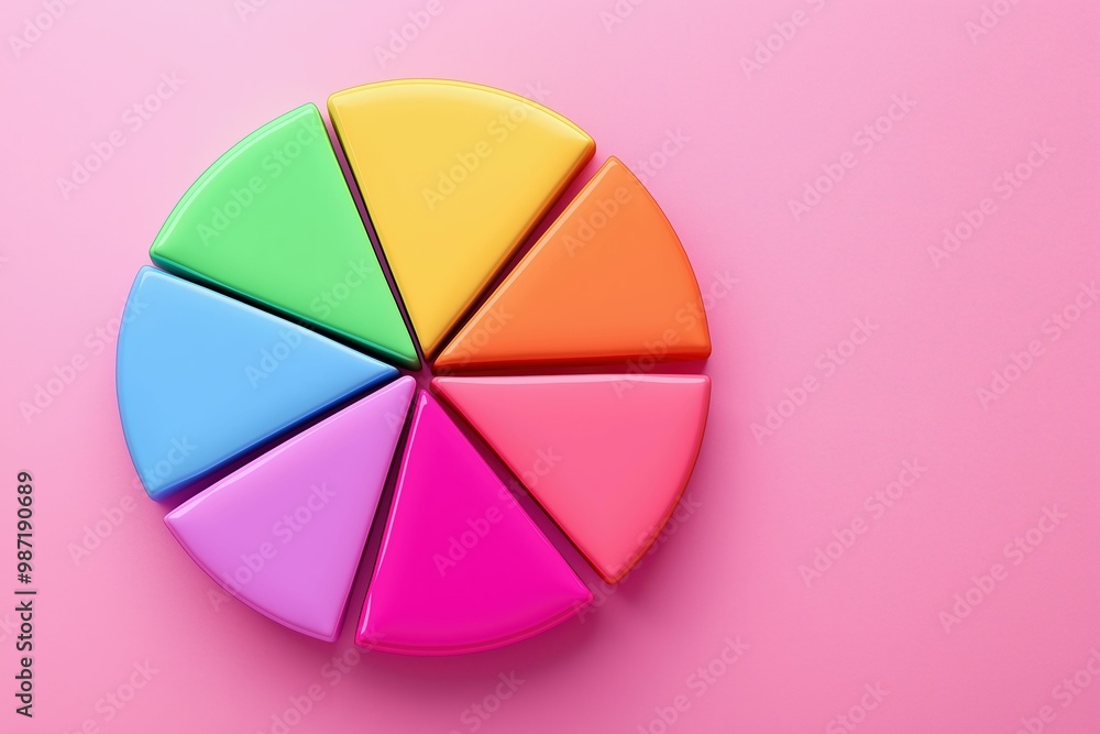Fototapeta premium Colorful Pie Chart Segments on Pink Background