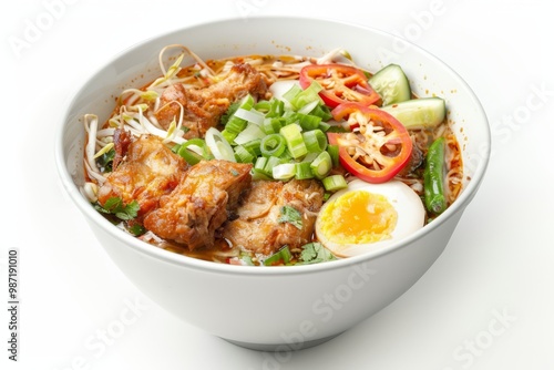 indonesian food soto ayam. 3d render. on white background 