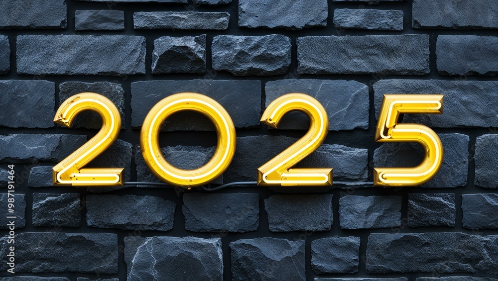 vibrant gold 2025 in neon lettering bold font background vibrant gold 2025 in neon lettering bold font background