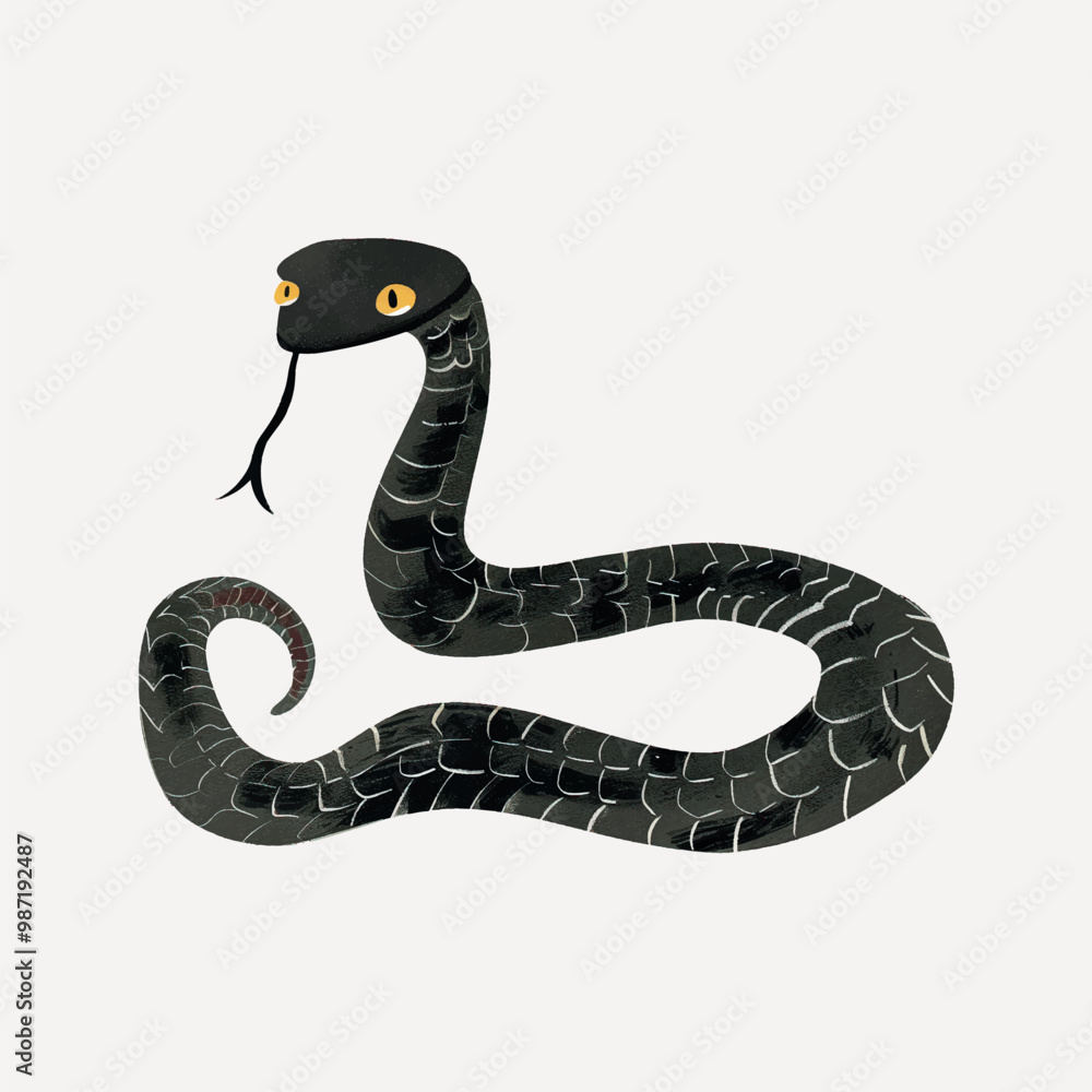 Black snake illustration with yellow eyes Black snake illustration with yellow eyes