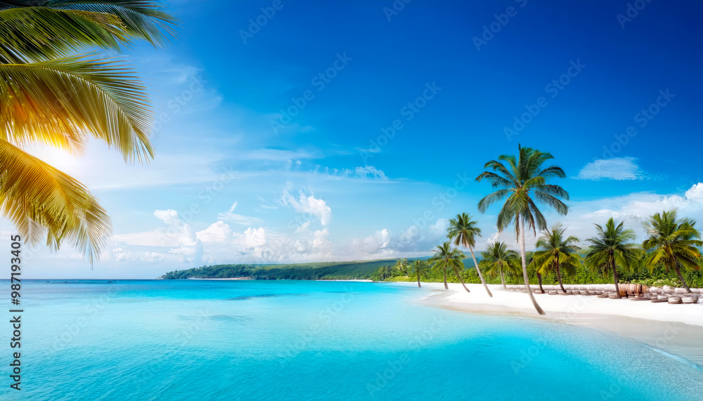 Summer Resort Beach Sea Relax Travel Vacation Palm Tropic Copy Space Banner Background Hotel Summer Resort Beach Sea Relax Travel Vacation Palm Tropic Copy Space Banner Background Hotel