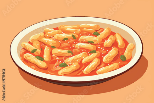 Delicious gnocchi in tomato sauce