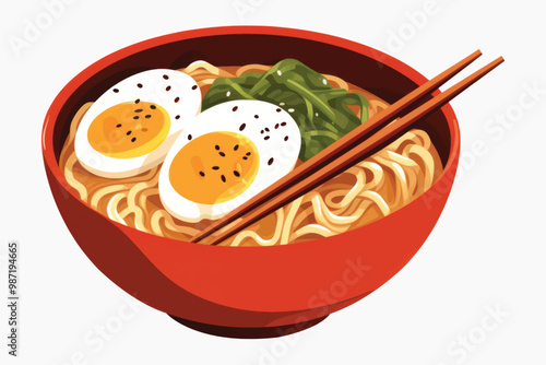 Delicious ramen bowl illustration