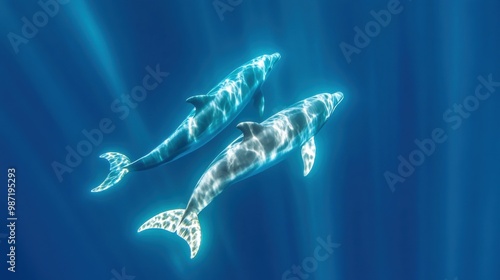 Majestic Dolphins Swimming in Clear Blue Water