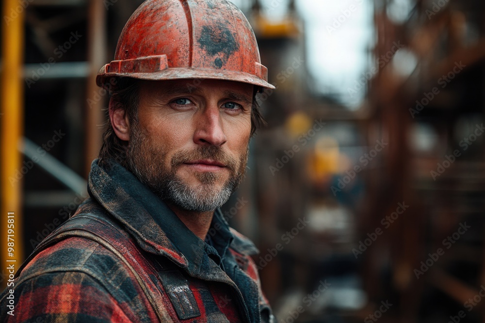 Construction Worker in Hard Hat Construction Worker in Hard Hat