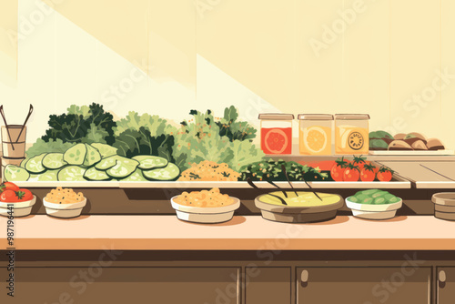 Fresh salad bar ingredients display
